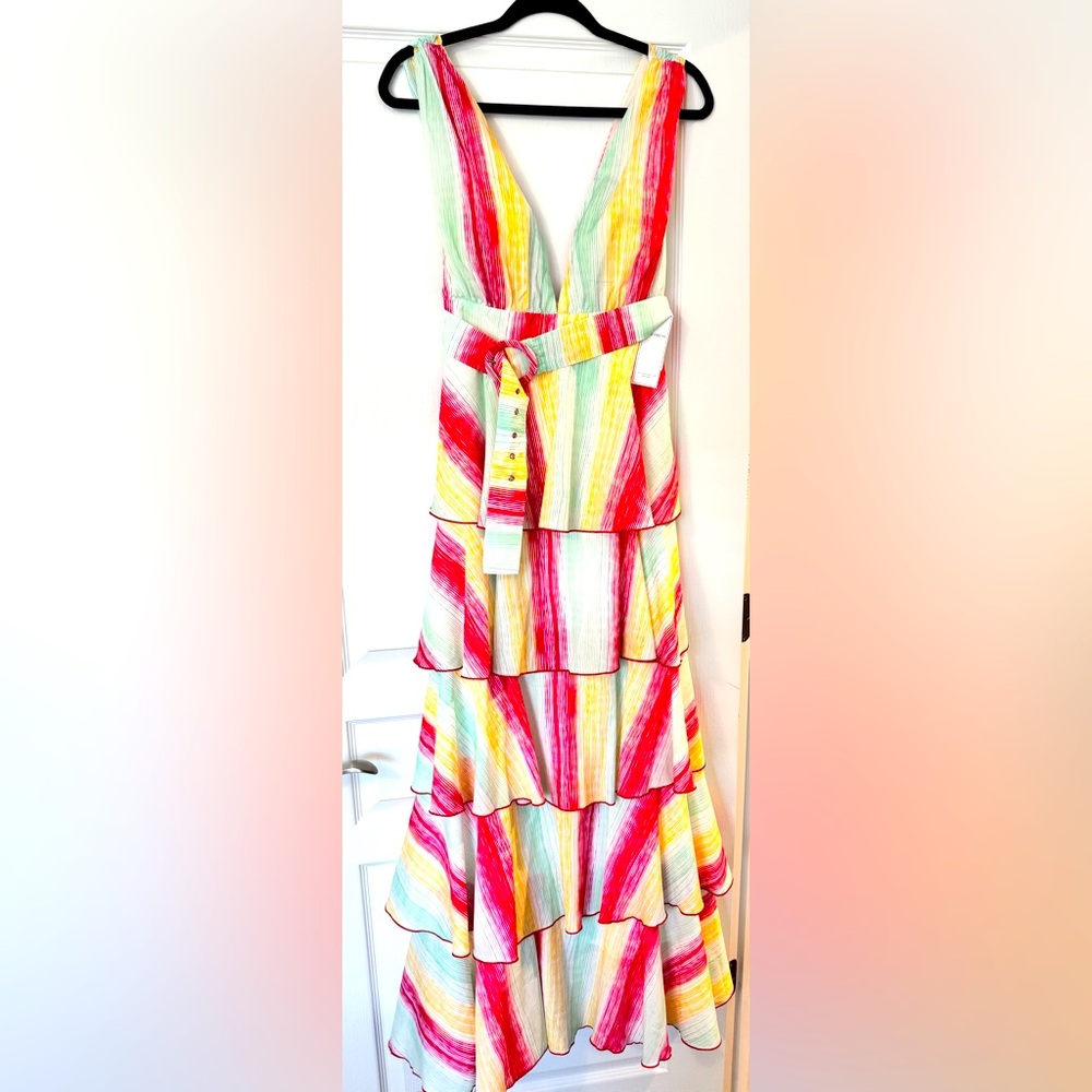 L’Atiste by Amy Multicolor Striped Maxi Dress with belt detail.  New with tags!